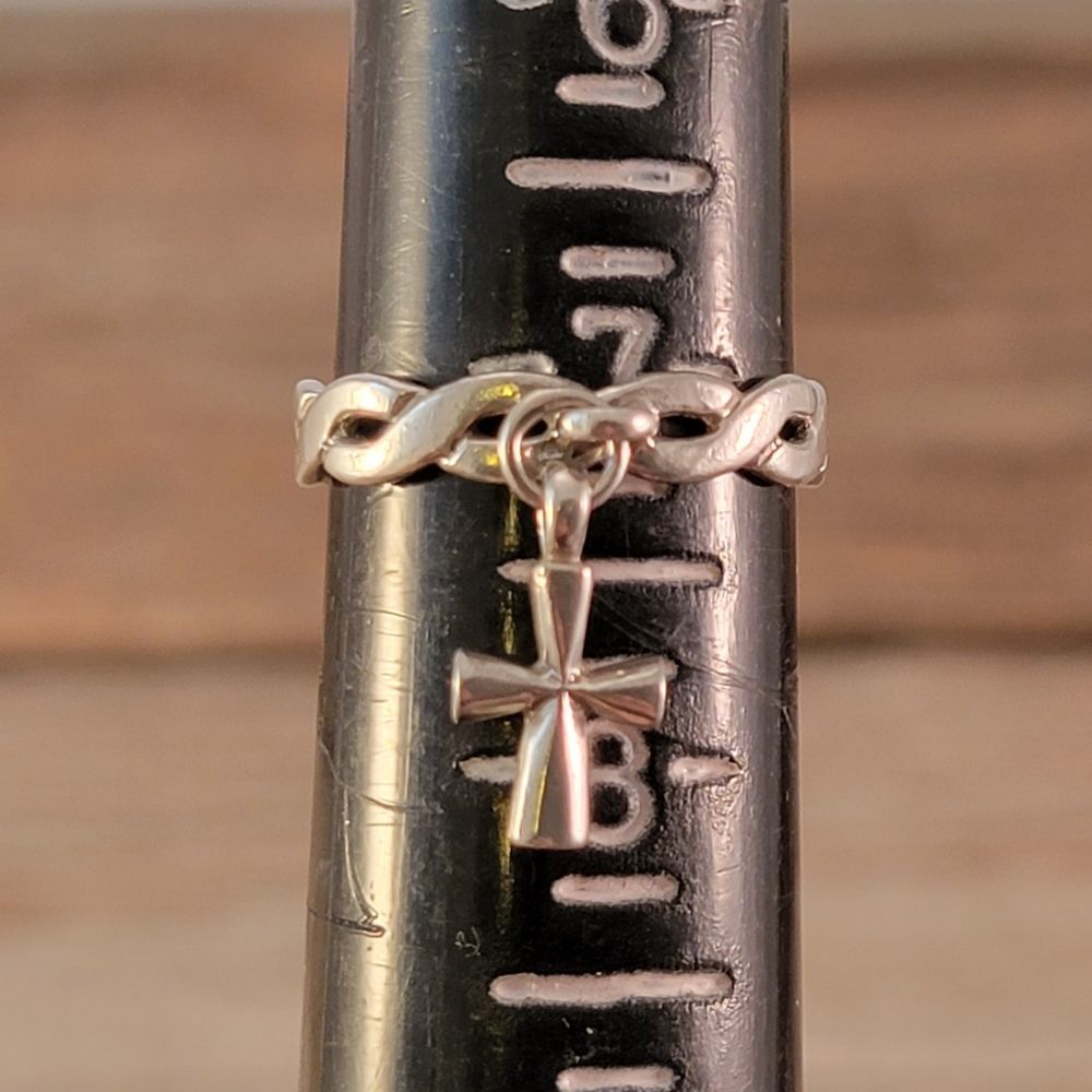 Retired James Avery Sterling Saint Teresa Dangle Ring - Picture 4 of 6